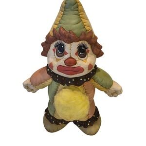 Vintage 1980's 12" Ceramic Clown Figurine!  Great Color and Detail!